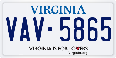 VA license plate VAV5865