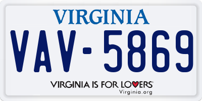 VA license plate VAV5869