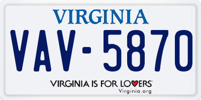 VA license plate VAV5870