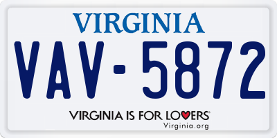 VA license plate VAV5872