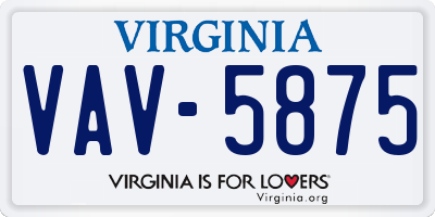 VA license plate VAV5875