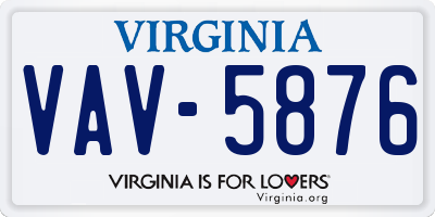 VA license plate VAV5876