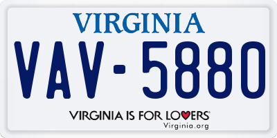 VA license plate VAV5880