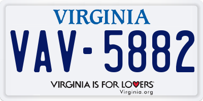 VA license plate VAV5882