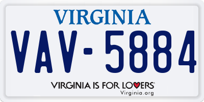VA license plate VAV5884