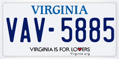 VA license plate VAV5885