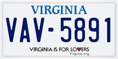 VA license plate VAV5891