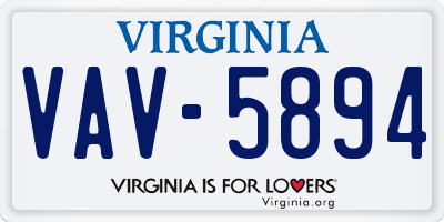 VA license plate VAV5894