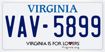 VA license plate VAV5899