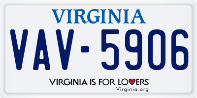VA license plate VAV5906
