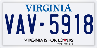VA license plate VAV5918