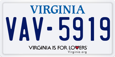 VA license plate VAV5919