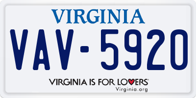 VA license plate VAV5920