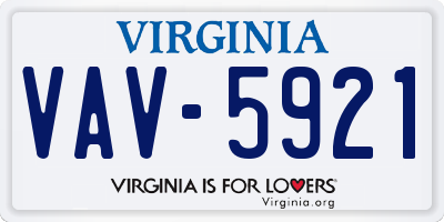 VA license plate VAV5921