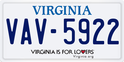 VA license plate VAV5922