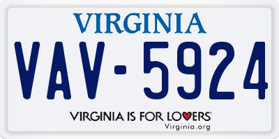 VA license plate VAV5924