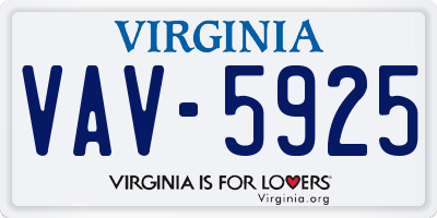 VA license plate VAV5925