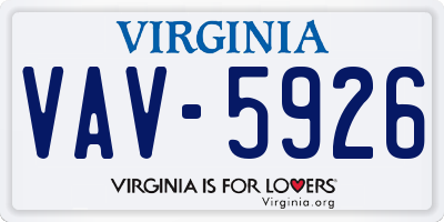 VA license plate VAV5926