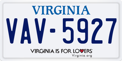 VA license plate VAV5927