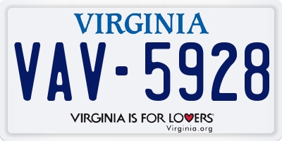 VA license plate VAV5928