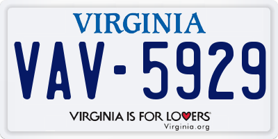 VA license plate VAV5929