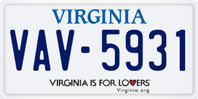 VA license plate VAV5931