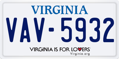 VA license plate VAV5932
