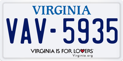 VA license plate VAV5935