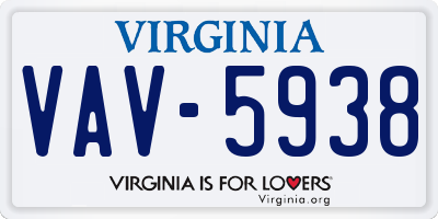 VA license plate VAV5938