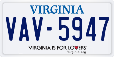 VA license plate VAV5947
