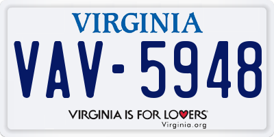 VA license plate VAV5948