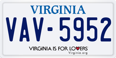 VA license plate VAV5952