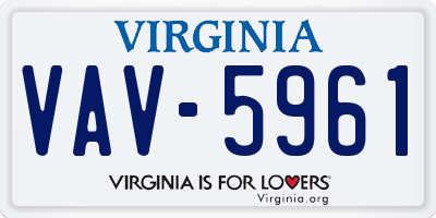 VA license plate VAV5961
