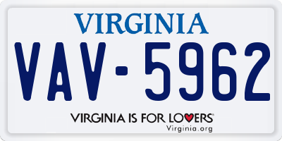 VA license plate VAV5962