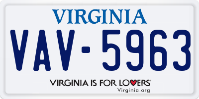 VA license plate VAV5963