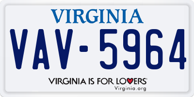 VA license plate VAV5964