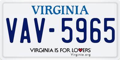 VA license plate VAV5965