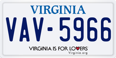 VA license plate VAV5966