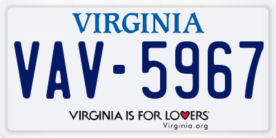 VA license plate VAV5967