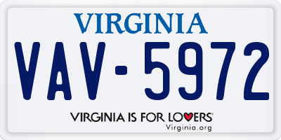 VA license plate VAV5972