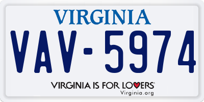 VA license plate VAV5974