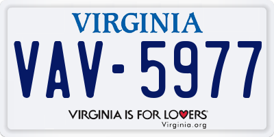 VA license plate VAV5977