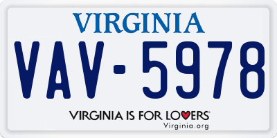 VA license plate VAV5978