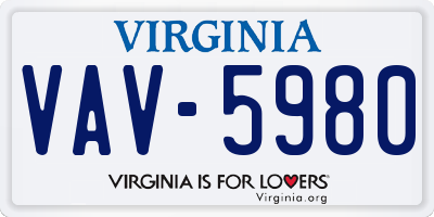 VA license plate VAV5980