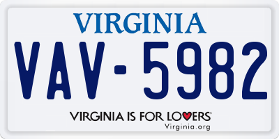 VA license plate VAV5982