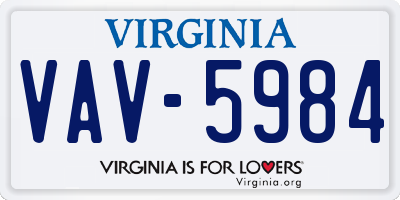 VA license plate VAV5984