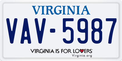 VA license plate VAV5987