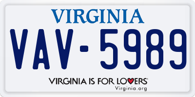 VA license plate VAV5989