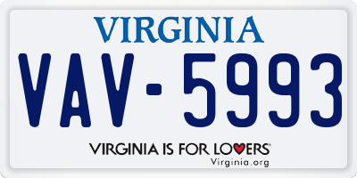 VA license plate VAV5993