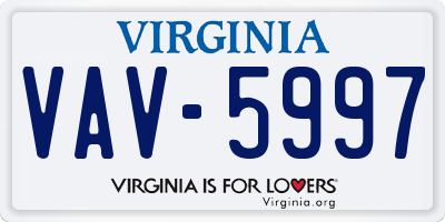 VA license plate VAV5997